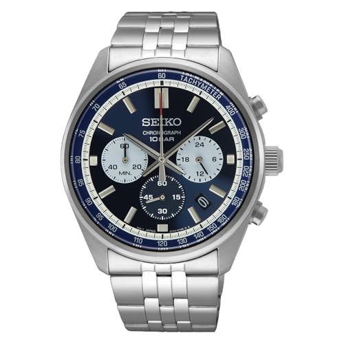 [セイコー] SEIKO 1/5秒クロノグラフ クオーツ CHRONOGRAPH QUARTZ 腕時計 SSB427P1 メンズ シルバー ネイビーダイアル 海外モデル [並行輸入品]